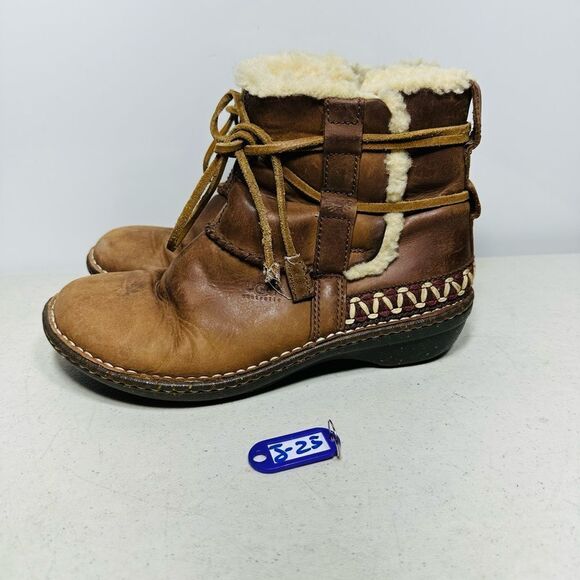Brown Shearling-Lined Ankle Boots - Picture 1 of 6